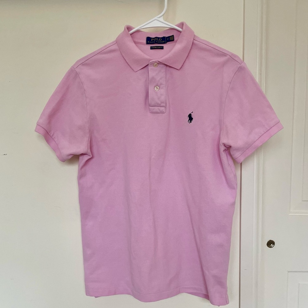 Polo Ralph Lauren pique men polo medium custom slim fit pink